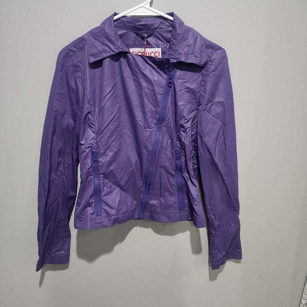 Fiorucci Purple Windbreaker Jacket Size 38 Nwt